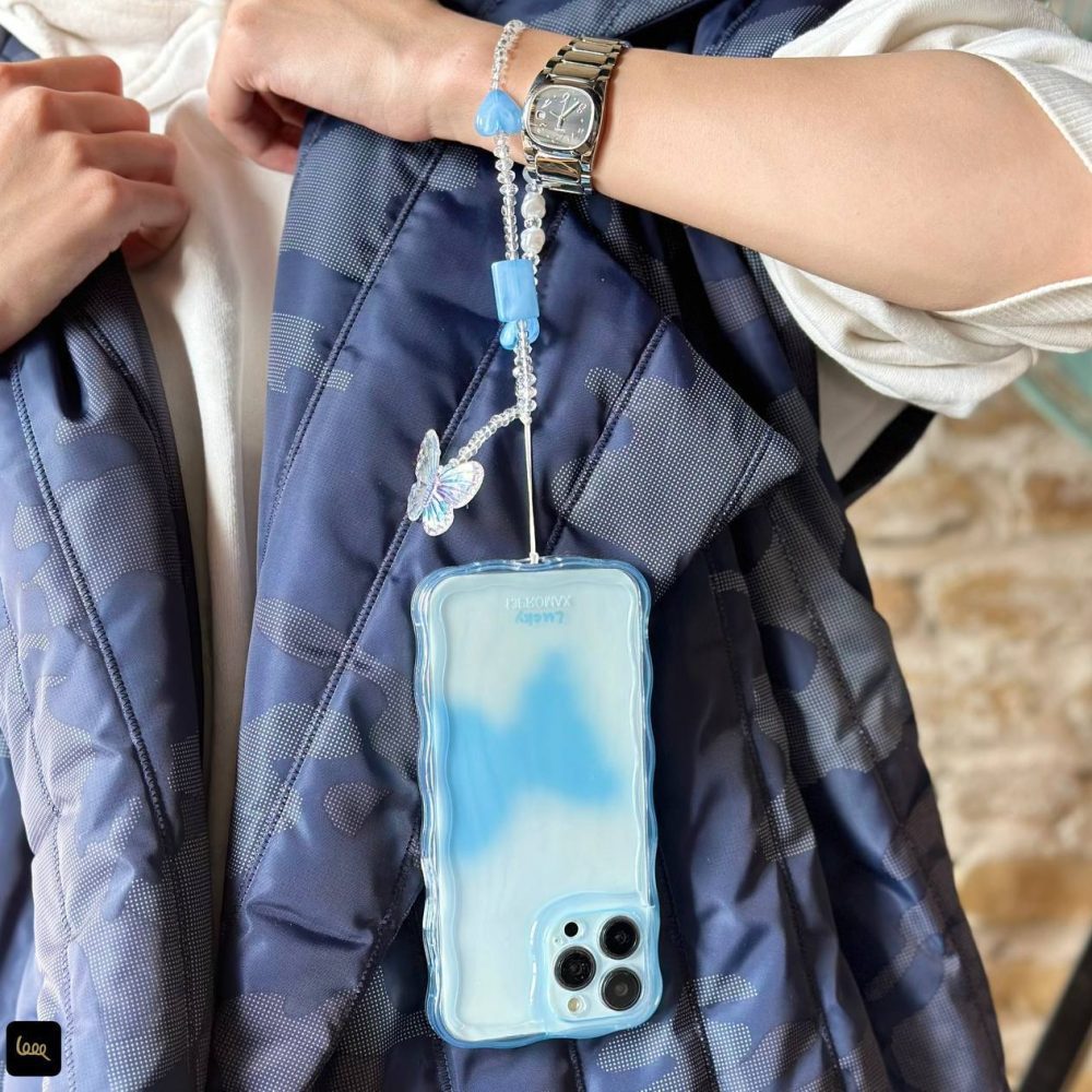 قاب پروانه ي فيروزه اي همراه بند ست