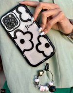 قاب  گل مشکی با بند آویز فانتزی