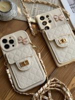 قاب موبایل آیفون بندزنجیری بلند بالشتی پروانه ای جاکارتی دار
