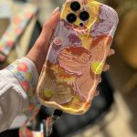 قاب باغ گل آبرنگی نارنجی با بند
