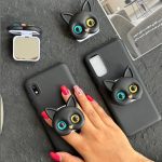 💣قاب موبایل گربه سیاه پاپسوکت آیینه ای