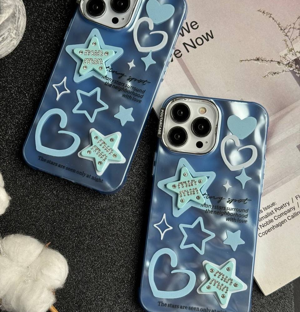 قاب ستاره آبی برجسته نگین دار