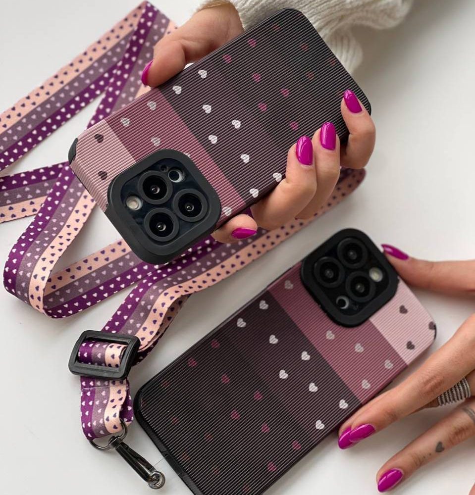 قاب قلب بنفش همراه با بند ست