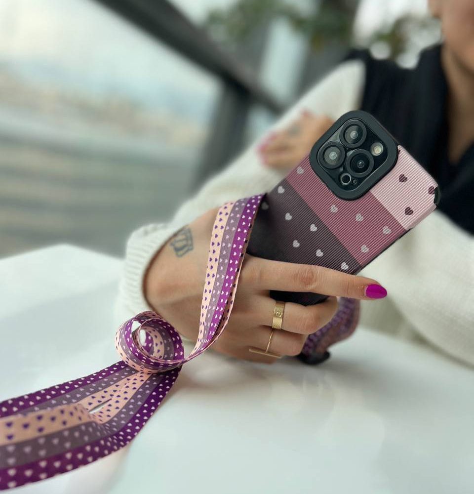 قاب قلب بنفش همراه با بند ست