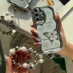 قاب پروانه نقره ای همراه با آویز مرواریدی