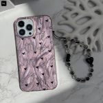 قاب موج قلب صورتی با آویز