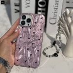 قاب موج قلب صورتی با آویز