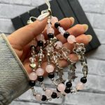 بند آویزمرواریدوپاپیون نقره ای