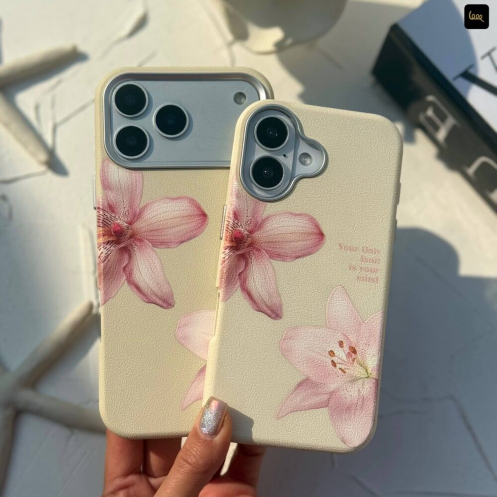 قاب طرح چرم لیلیوم صورتی