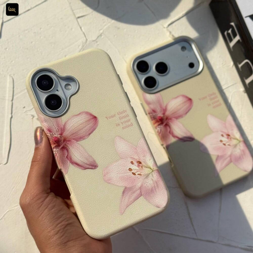 قاب طرح چرم لیلیوم صورتی