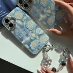 قاب هلوگرامی گل با اویز مرواریدی