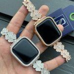 بند اپل واچ نگین دار طرح گل