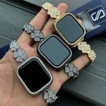 بند اپل واچ نگین دار طرح گل