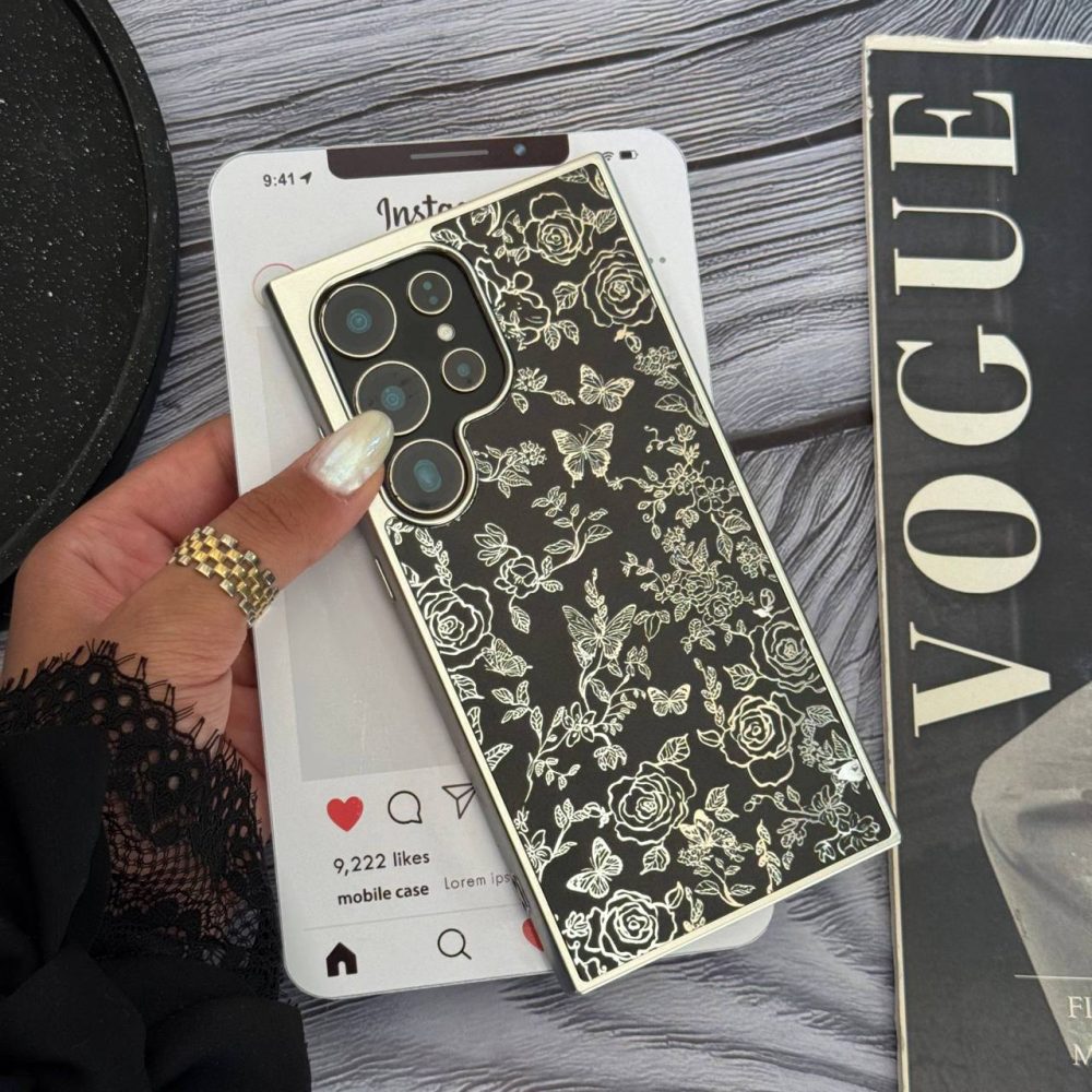 قاب گل و پروانه مشکی