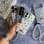 قاب ماربل قلب مشکی همراه با آویز