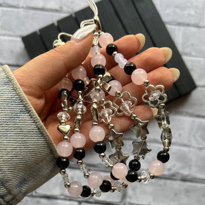 بند آویزمرواریدوپاپیون نقره ای