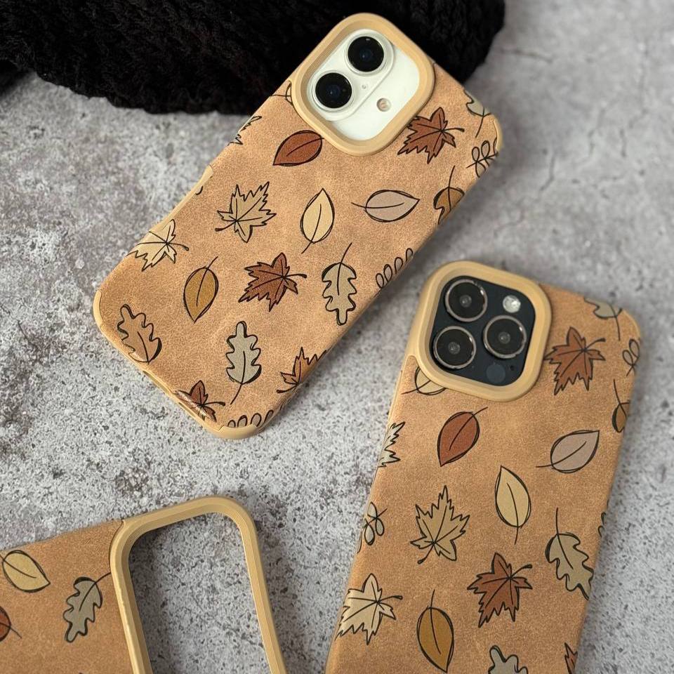 قاب طرح چرم برگ های پاییزی