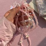 آویز قلب و مروارید صورتی